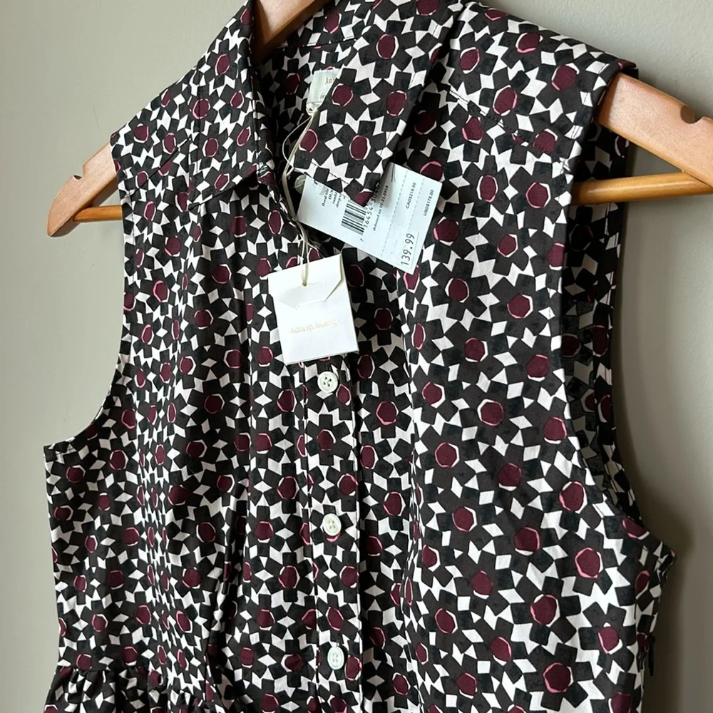 KATE SPADE NWT maroon and pink flower peplum sleeveless top size M - Picture 5 of 7